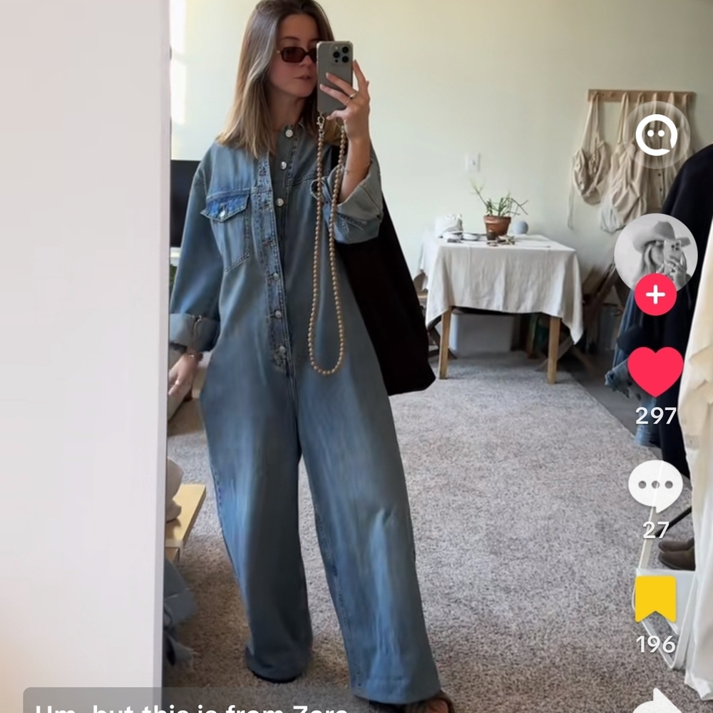Zara Light Blue Denim Jumpsuit - Picture 6 of 7